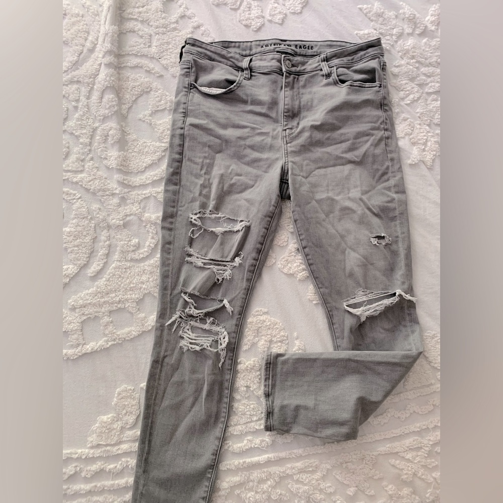 American Eagle Distressed Gray Jeans